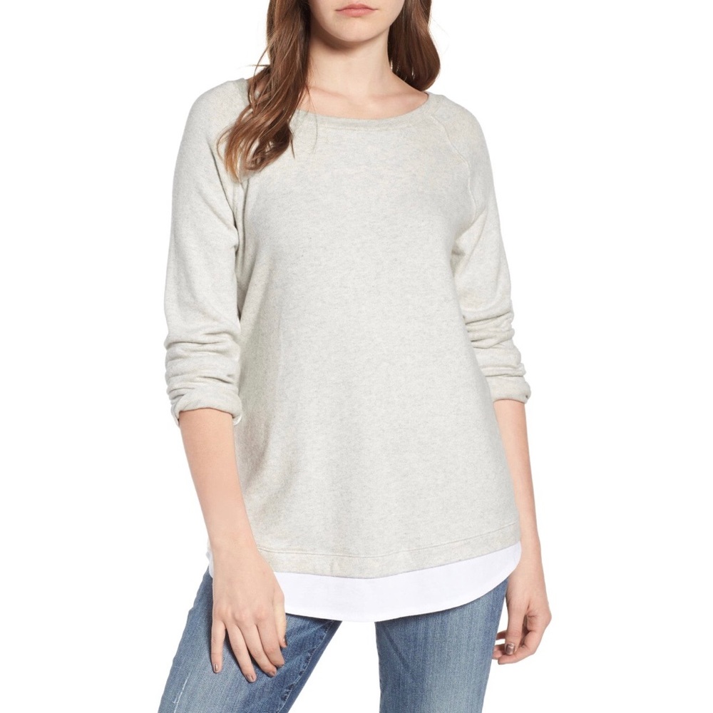 NWOT Caslon Button Back Layered Look Sweatshirt